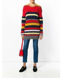 mehrfarbiger horizontal gestreifter Oversize Pullover von Alexa Chung