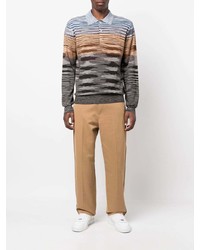 mehrfarbiger horizontal gestreifter Polo Pullover von Missoni