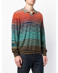 mehrfarbiger horizontal gestreifter Polo Pullover von Missoni