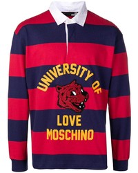 mehrfarbiger horizontal gestreifter Polo Pullover von Love Moschino