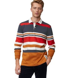 mehrfarbiger horizontal gestreifter Polo Pullover von Marc O'Polo