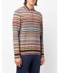 mehrfarbiger horizontal gestreifter Polo Pullover von Paul Smith