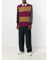 mehrfarbiger horizontal gestreifter Polo Pullover von Lanvin