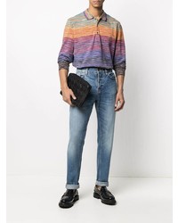 mehrfarbiger horizontal gestreifter Polo Pullover von Missoni