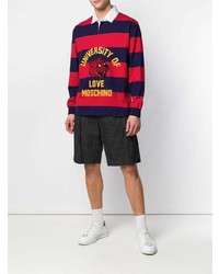 mehrfarbiger horizontal gestreifter Polo Pullover von Love Moschino