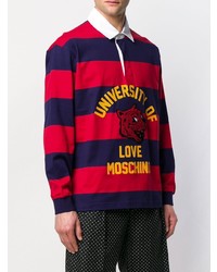 mehrfarbiger horizontal gestreifter Polo Pullover von Love Moschino