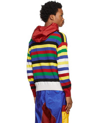 mehrfarbiger horizontal gestreifter Pullover mit einem Kapuze von Moncler Genius