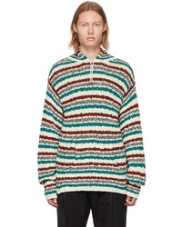 mehrfarbiger horizontal gestreifter Pullover mit einem Kapuze von Marni
