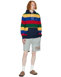 mehrfarbiger horizontal gestreifter Pullover mit einem Kapuze von Polo Ralph Lauren
