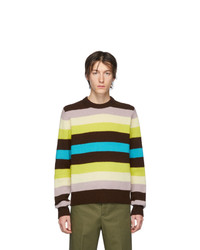 mehrfarbiger horizontal gestreifter Pullover mit einem Rundhalsausschnitt von Acne Studios