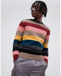 mehrfarbiger horizontal gestreifter Pullover mit einem Rundhalsausschnitt von Antony Morato