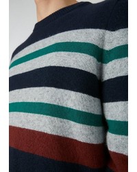 mehrfarbiger horizontal gestreifter Pullover mit einem Rundhalsausschnitt von Armedangels