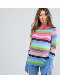 mehrfarbiger horizontal gestreifter Pullover mit einem Rundhalsausschnitt von Asos