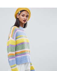 mehrfarbiger horizontal gestreifter Pullover mit einem Rundhalsausschnitt von Asos Tall