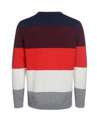 mehrfarbiger horizontal gestreifter Pullover mit einem Rundhalsausschnitt von Bexleys man