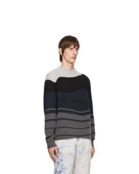 mehrfarbiger horizontal gestreifter Pullover mit einem Rundhalsausschnitt von Off-White