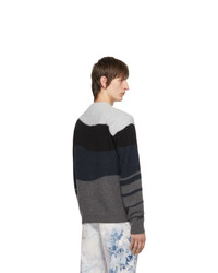 mehrfarbiger horizontal gestreifter Pullover mit einem Rundhalsausschnitt von Off-White