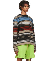 mehrfarbiger horizontal gestreifter Pullover mit einem Rundhalsausschnitt von The Elder Statesman