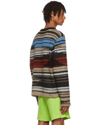 mehrfarbiger horizontal gestreifter Pullover mit einem Rundhalsausschnitt von The Elder Statesman