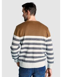 mehrfarbiger horizontal gestreifter Pullover mit einem Rundhalsausschnitt von Boston Park