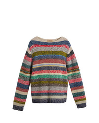 mehrfarbiger horizontal gestreifter Pullover mit einem Rundhalsausschnitt von Burberry