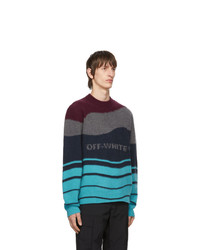 mehrfarbiger horizontal gestreifter Pullover mit einem Rundhalsausschnitt von Off-White