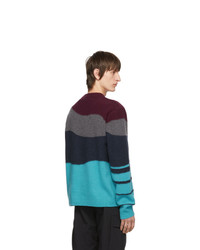 mehrfarbiger horizontal gestreifter Pullover mit einem Rundhalsausschnitt von Off-White