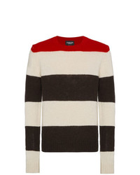 mehrfarbiger horizontal gestreifter Pullover mit einem Rundhalsausschnitt von Calvin Klein 205W39nyc