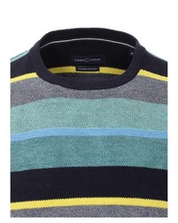 mehrfarbiger horizontal gestreifter Pullover mit einem Rundhalsausschnitt von Casamoda