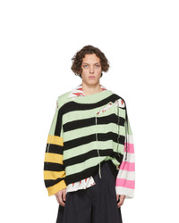 mehrfarbiger horizontal gestreifter Pullover mit einem Rundhalsausschnitt von Charles Jeffrey Loverboy