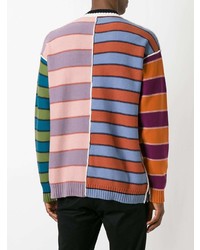 mehrfarbiger horizontal gestreifter Pullover mit einem Rundhalsausschnitt von Andrea Pompilio