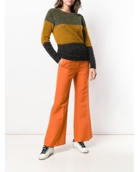 mehrfarbiger horizontal gestreifter Pullover mit einem Rundhalsausschnitt von Roberto Collina