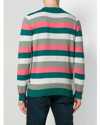 mehrfarbiger horizontal gestreifter Pullover mit einem Rundhalsausschnitt von Diesel