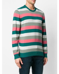 mehrfarbiger horizontal gestreifter Pullover mit einem Rundhalsausschnitt von Diesel