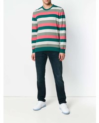 mehrfarbiger horizontal gestreifter Pullover mit einem Rundhalsausschnitt von Diesel