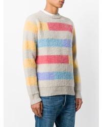 mehrfarbiger horizontal gestreifter Pullover mit einem Rundhalsausschnitt von Howlin'