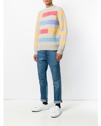 mehrfarbiger horizontal gestreifter Pullover mit einem Rundhalsausschnitt von Howlin'