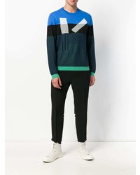 mehrfarbiger horizontal gestreifter Pullover mit einem Rundhalsausschnitt von Kenzo