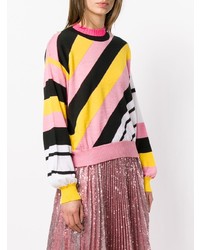 mehrfarbiger horizontal gestreifter Pullover mit einem Rundhalsausschnitt von MSGM