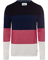 mehrfarbiger horizontal gestreifter Pullover mit einem Rundhalsausschnitt von edc by Esprit
