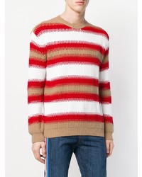 mehrfarbiger horizontal gestreifter Pullover mit einem Rundhalsausschnitt von MSGM