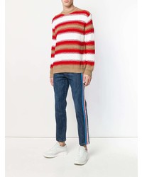 mehrfarbiger horizontal gestreifter Pullover mit einem Rundhalsausschnitt von MSGM