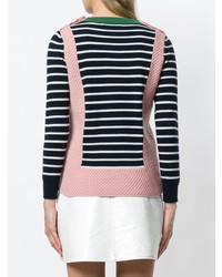 mehrfarbiger horizontal gestreifter Pullover mit einem Rundhalsausschnitt von Chinti & Parker
