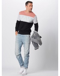 mehrfarbiger horizontal gestreifter Pullover mit einem Rundhalsausschnitt von G-Star RAW