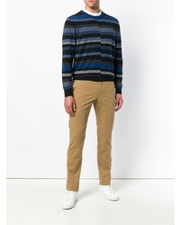 mehrfarbiger horizontal gestreifter Pullover mit einem Rundhalsausschnitt von Ps By Paul Smith