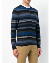 mehrfarbiger horizontal gestreifter Pullover mit einem Rundhalsausschnitt von Ps By Paul Smith