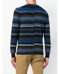 mehrfarbiger horizontal gestreifter Pullover mit einem Rundhalsausschnitt von Ps By Paul Smith