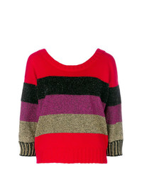 mehrfarbiger horizontal gestreifter Pullover mit einem Rundhalsausschnitt von Just Cavalli