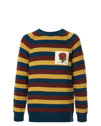 mehrfarbiger horizontal gestreifter Pullover mit einem Rundhalsausschnitt von Kent & Curwen