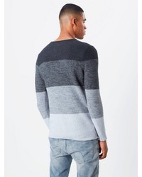 mehrfarbiger horizontal gestreifter Pullover mit einem Rundhalsausschnitt von Key Largo